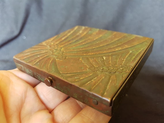 Vintage Art Deco Compact Copper and Brass Metal 1… - image 3