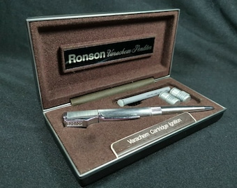 Vintage Ronson Pen Lighter Varachem Penliter Ink Pen Inkpen in Original Box 1970's Rare Novelty