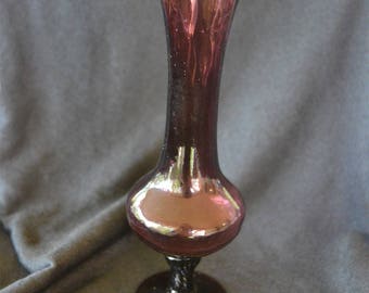Vintage Purple Amethyst Glass Flower Vase - Etsy