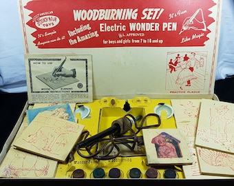 Vintage Wood Burning Wonder Pen Set in Original Box by American Toy and  Furniture Company 1950's Original Pyrography Pen 