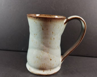 Vintage Ceramic Art Pottery Mug Cup Large Blue and Brown Stoneware Hand Made Original