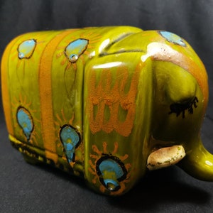 Vintage Italian Ceramic Elephant Piggy Bank: Mid Century Modernist Decor