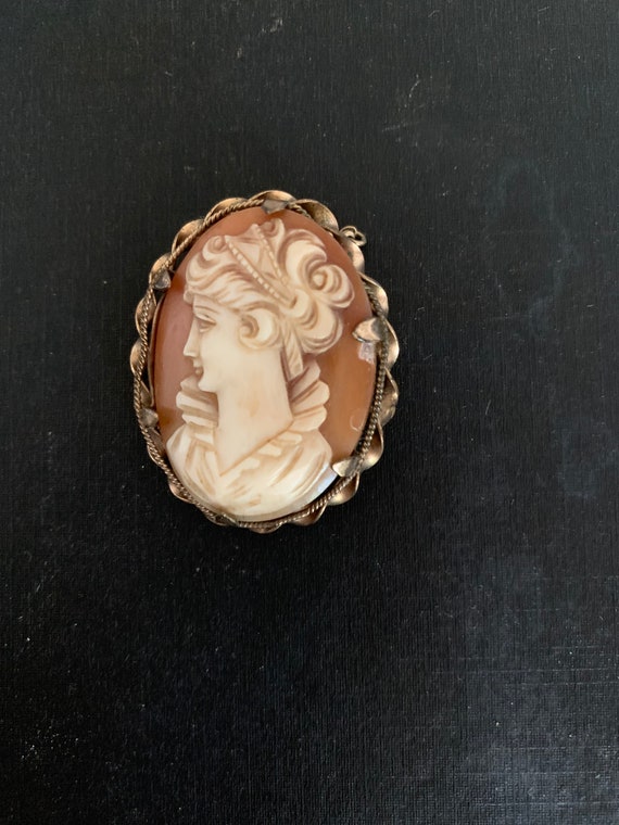 Antique Carved Shell Lady Cameo Brooch Pin Carvin… - image 4