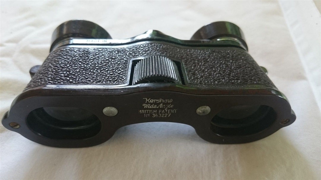 Vintage Bakelite Kershaw Brown Binoculars Opera Glasses in Leather Case