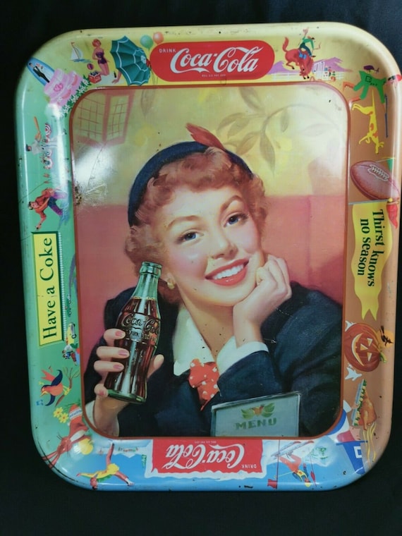 Vintage Coca Cola Serving Tray Coke Advertising Tin Metal 1960's