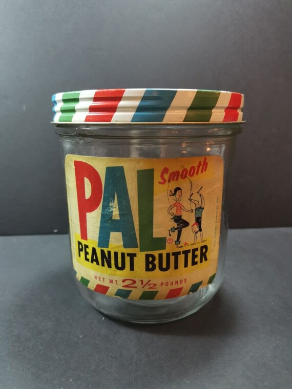 Vintage Pal Peanut Butter Jar With Original Label and Top Tin Etsy