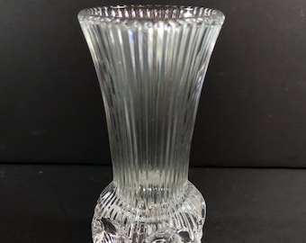 Vintage Bud Flower Posy Vased Clear Dimple Lead Crystal Glass