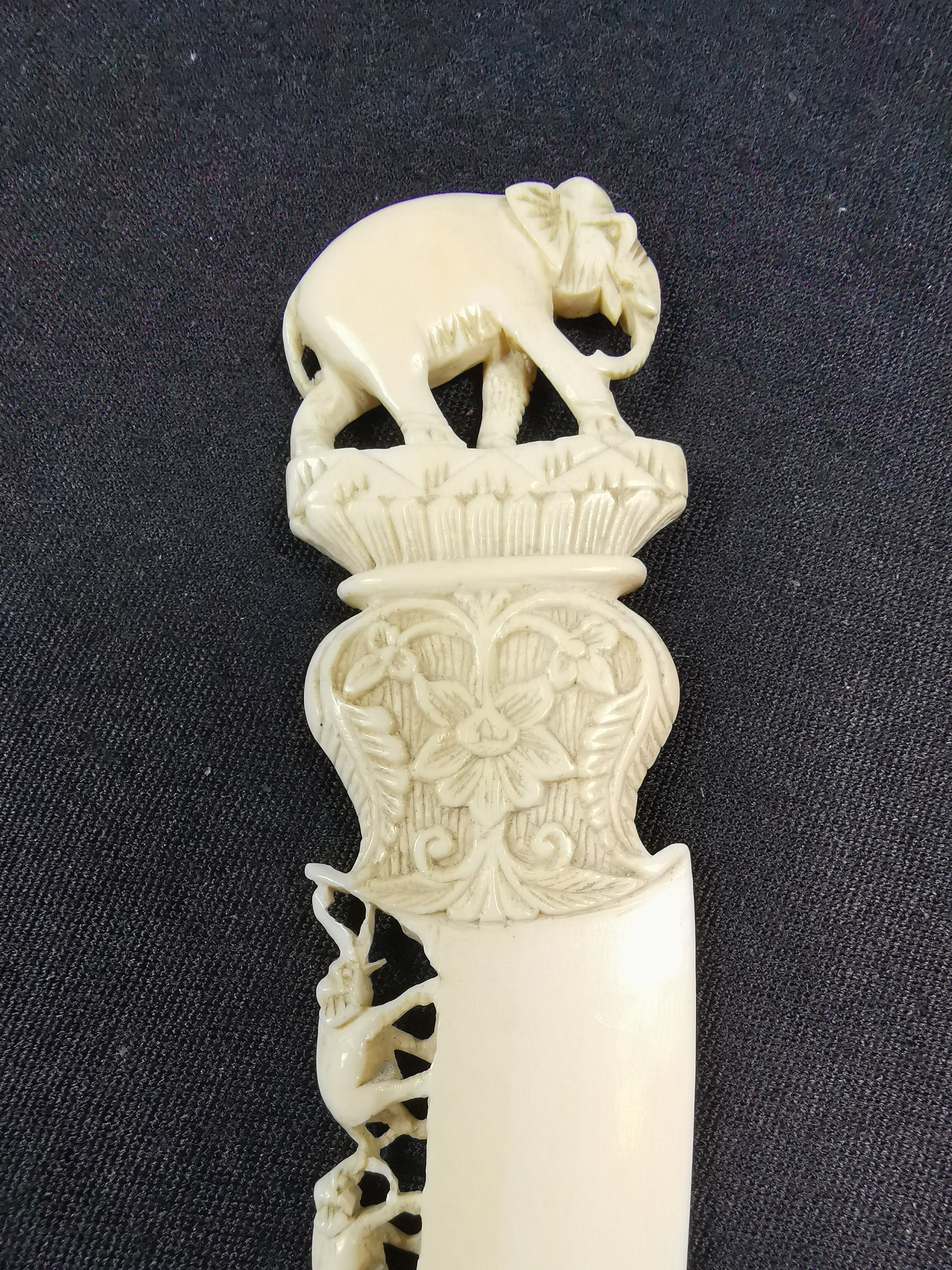 Antique Carved Celluloid Elephants Letter Opener Victorian Etsy