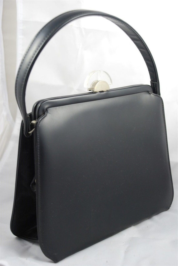 Vintage Theodor Black Vinyl Purse Hand Bag With Lucite and - Etsy
