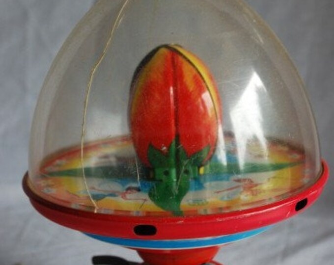Vintage J Chein & Co Magic Tulip Flower Fairy Ballerina Spinning Tin