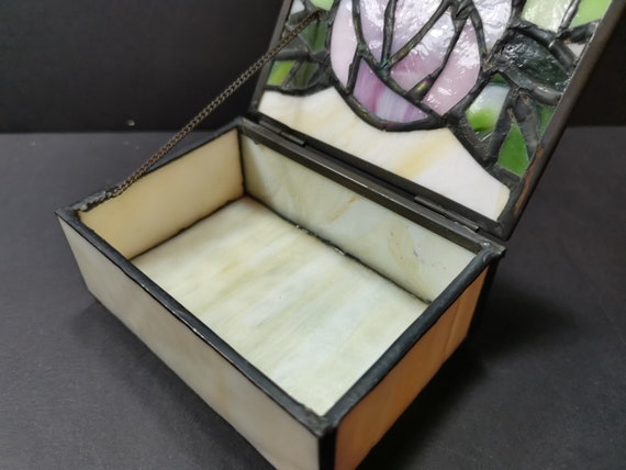 Vintage Stained Glass Jewelry or Trinket Box with… - image 5