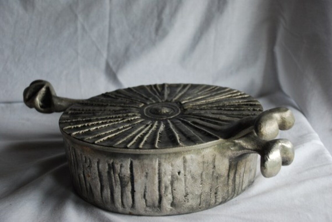 Vintage Hand Made Pewter Cooking Skillet Pan With Lid Etsy UK