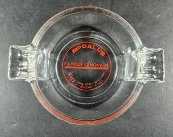Vintage Glass Ashtray: McCalls Lemonade, Oban Scotland Advertising, 1950s