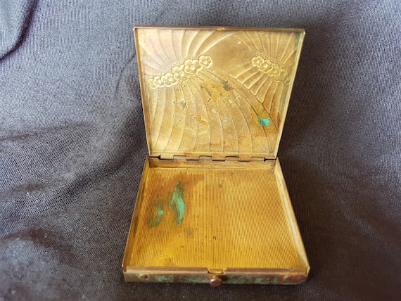 Vintage Art Deco Compact Copper and Brass Metal 1… - image 10