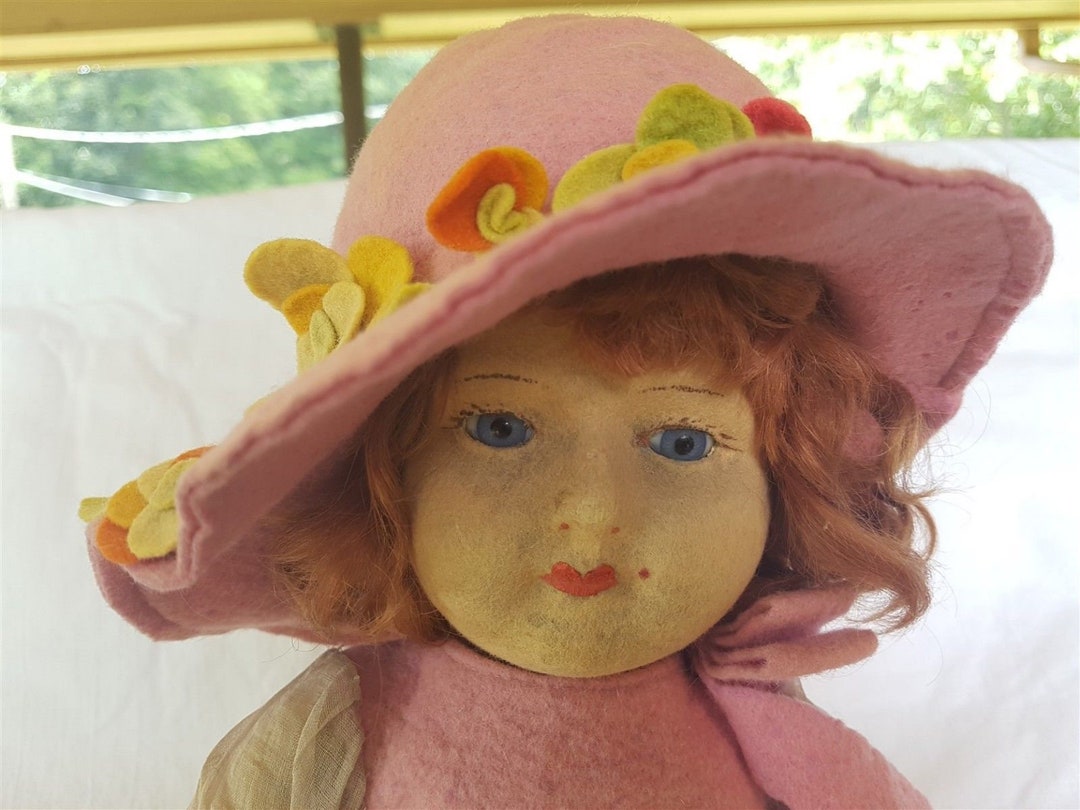Vintage 1920s Chad Valley Bambina Doll: Felt Cloth, Original Dress