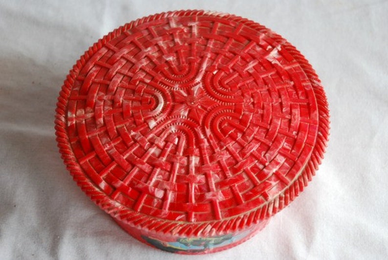 Vintage Red Plastic Hommer MFG. Co. Newark Sewing Basket Box Etsy