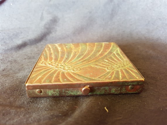 Vintage Art Deco Compact Copper and Brass Metal 1… - image 5