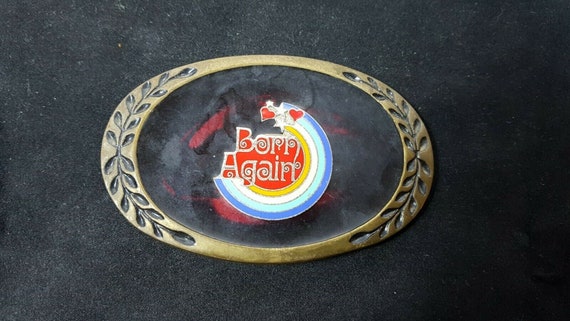 1970s Brass + Enamel Belt Buckle vintage 1970s leather belt Brass eagle buckle LIBERTY enamel  main image 4