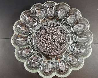 Vintage Glass Deviled Eggs Serving Dish