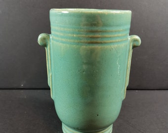 Vintage Ceramic Pottery Flower Vase Green Art Deco