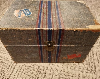 Vintage Doll Trunk: 1940s Wardrobe Case with Travel Stickers