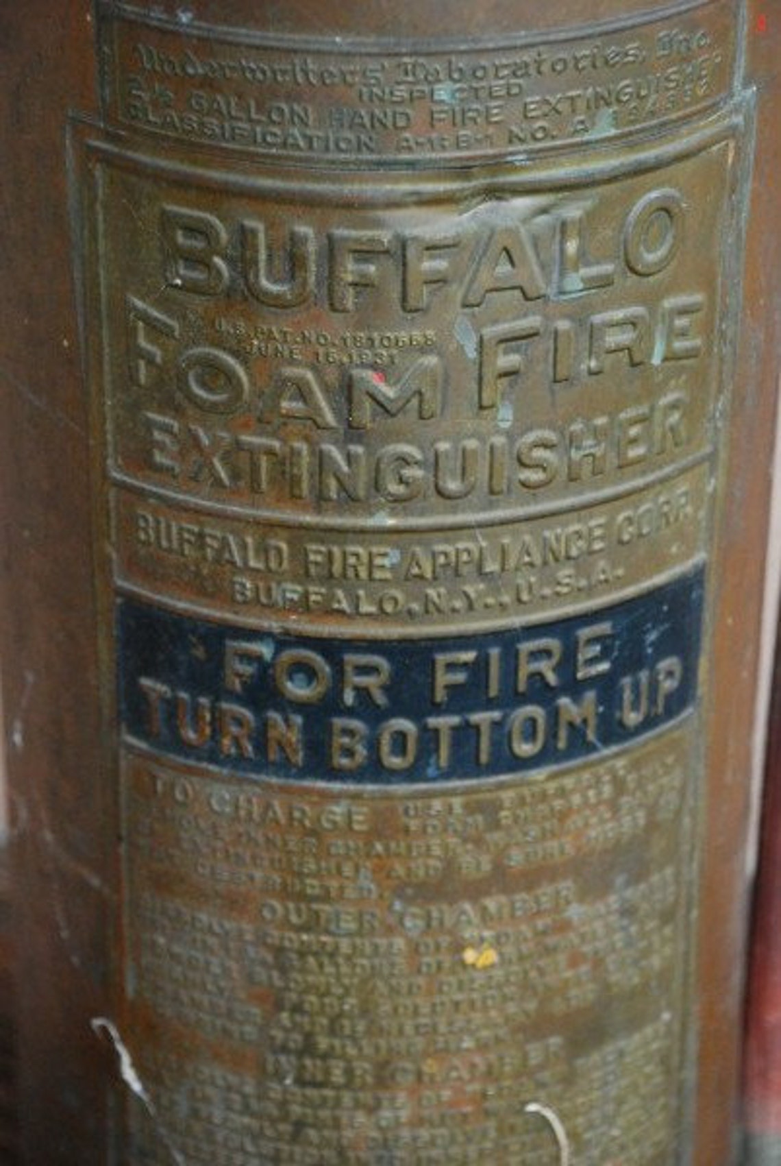 Vintage Copper Buffalo Foam Fire Extinguisher 2.5 Gallon 1931 Etsy