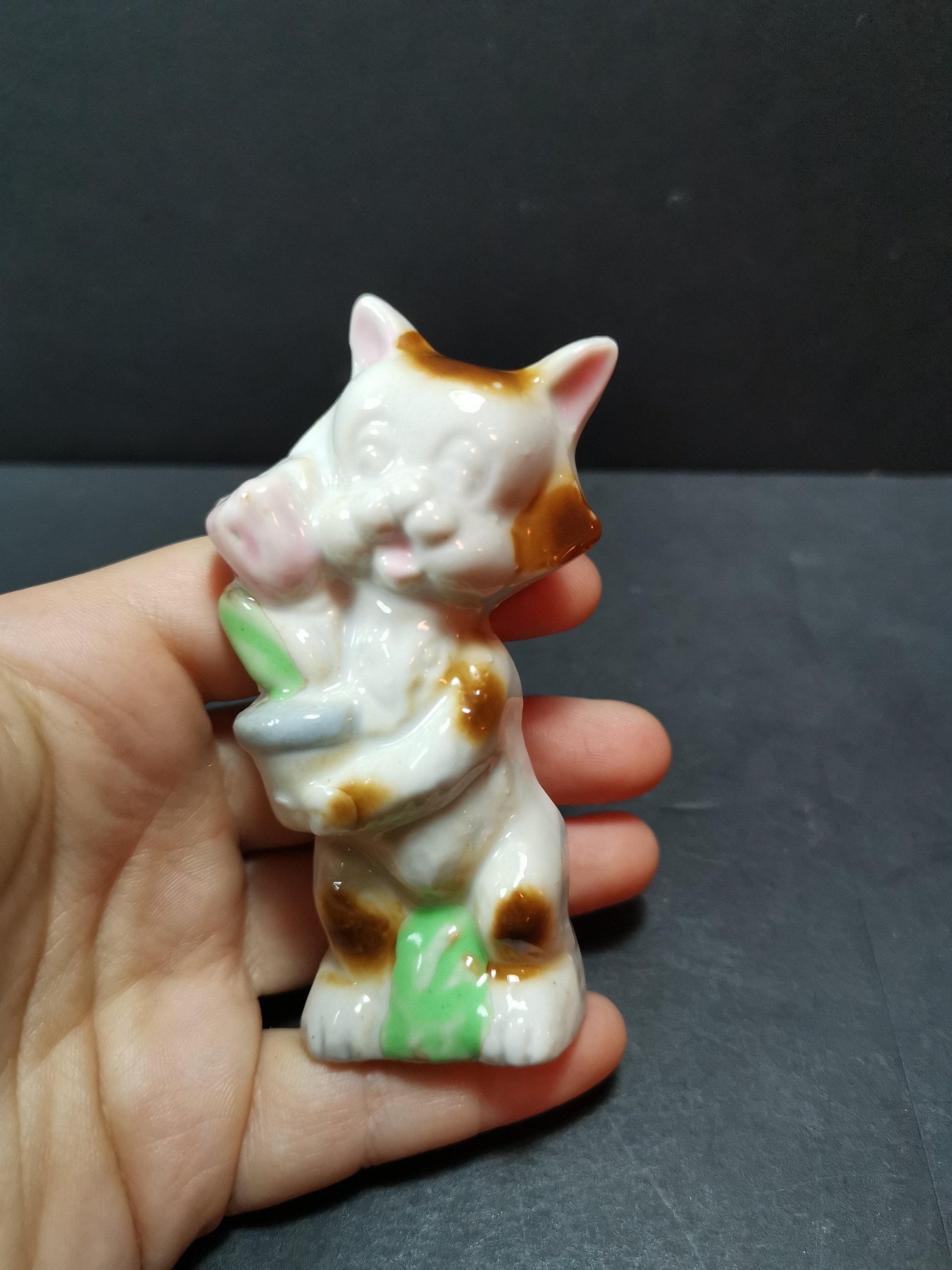 Vintage Cat Figurine Ceramic Porcelain Miniature 1940's - 1950's