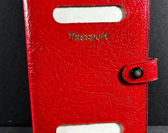 Vintage Red Leather Passport Wallet Cover Case 1960's Original