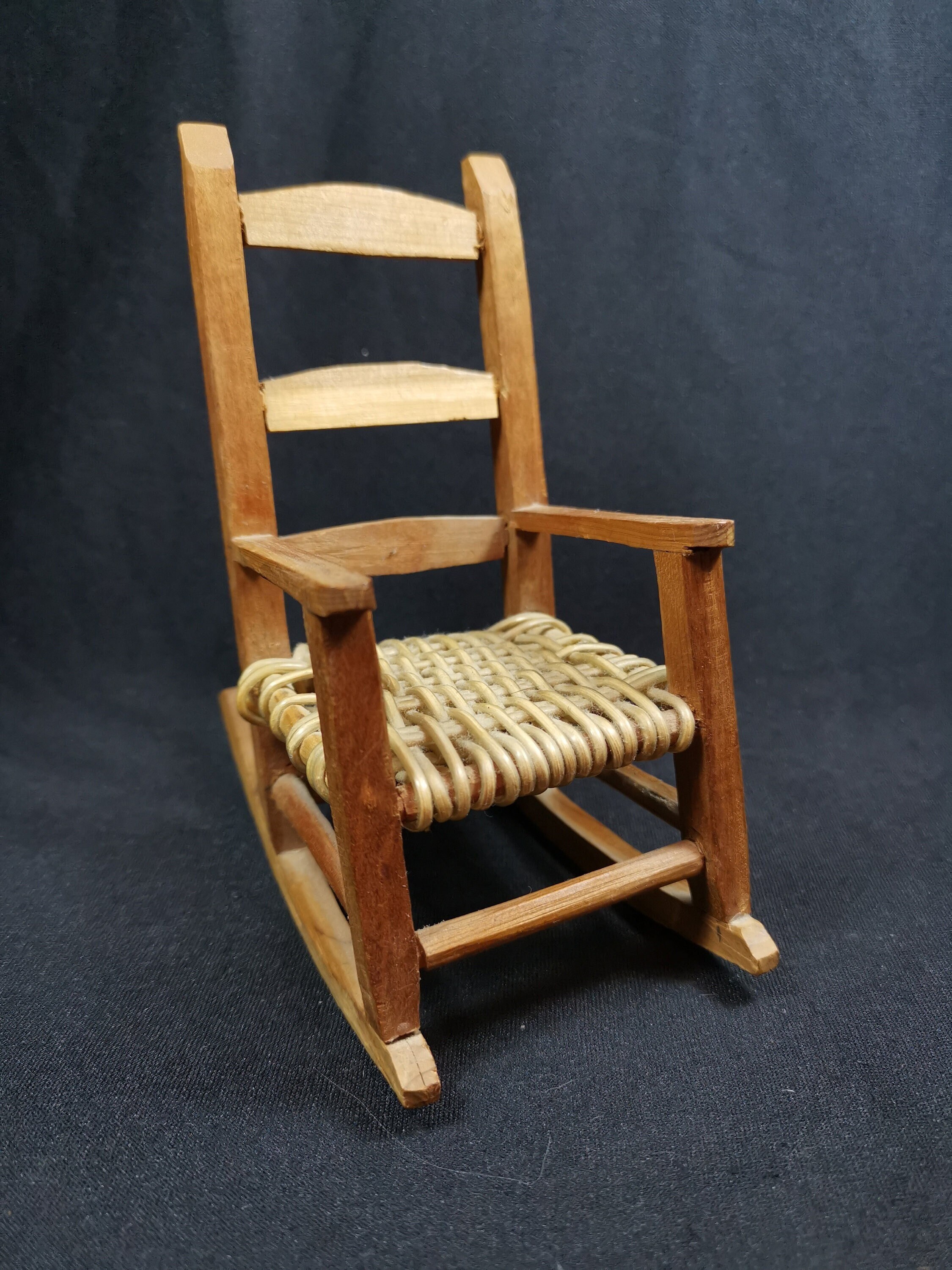 Vintage Miniature Doll Rocking Chair: Hand Carved Wood & Wicker - Etsy Vintage Miniature Doll Rocking Chair: Hand Carved Wood & Wicker - Etsy
