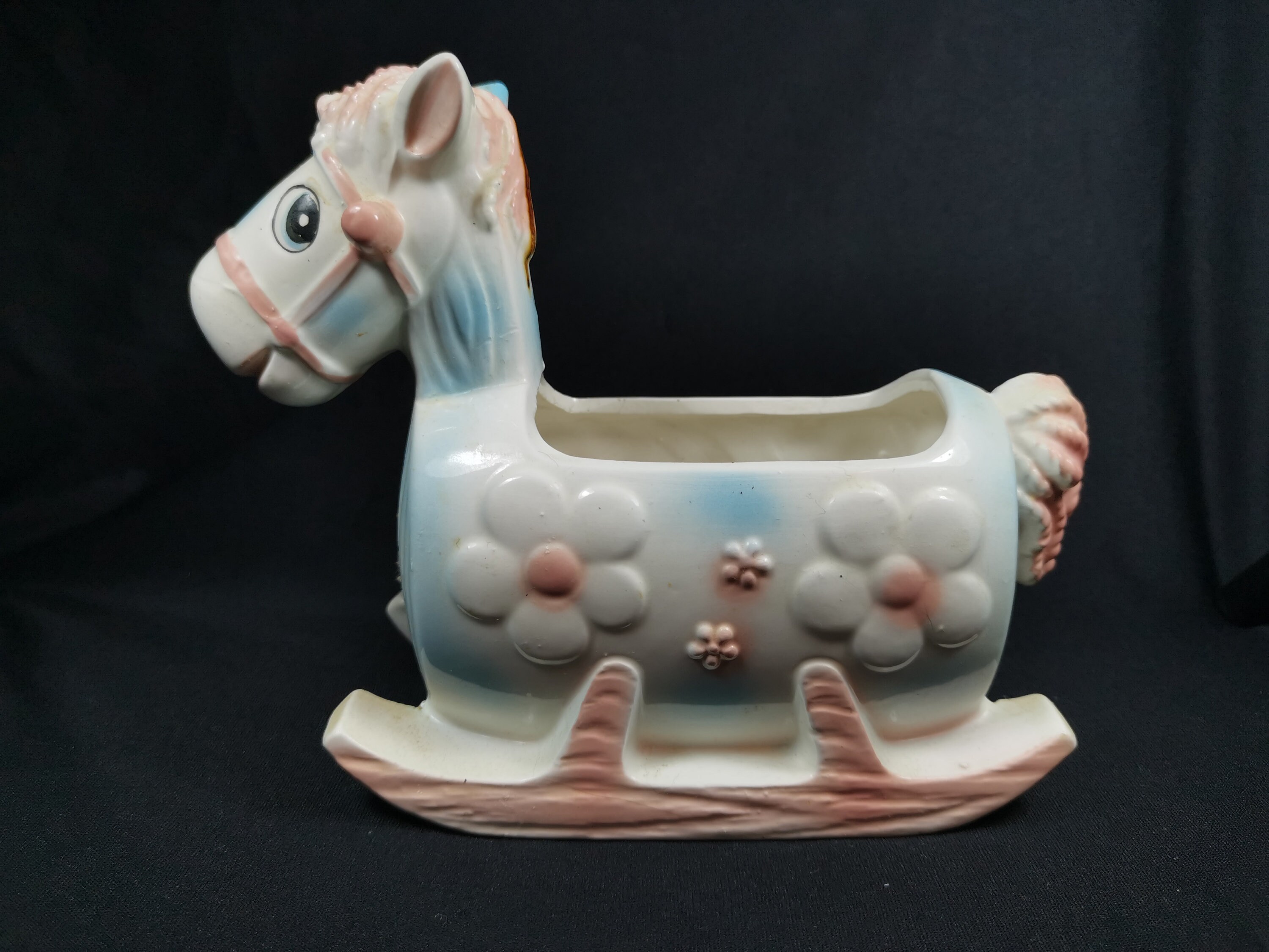 Vintage Ceramic Rocking Horse Planter Plant Pot 1950's Etsy