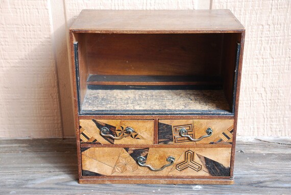 Vintage Marquetry Tunbridge Inlay Miniature Chest Of Drawers Etsy