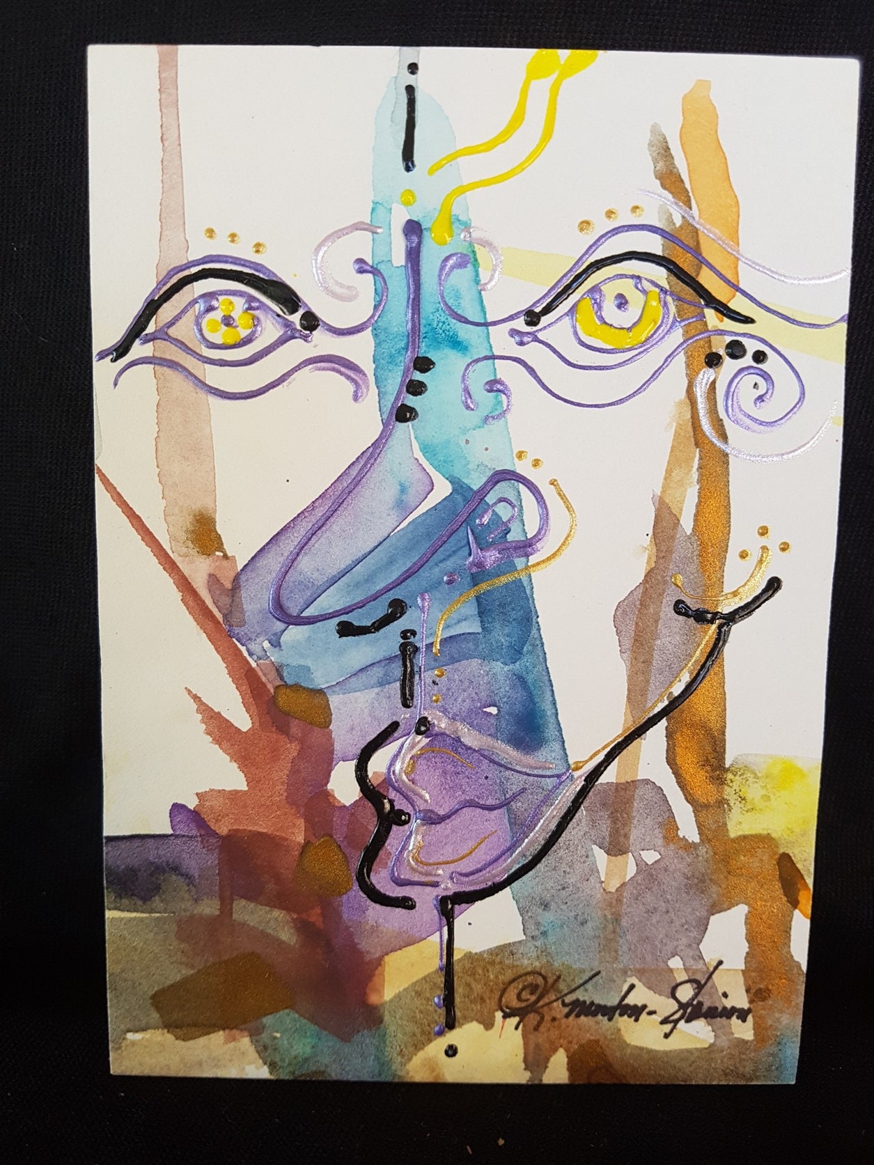 Vintage Original Art Painting Watercolor and Acrylic Paint Abstract ...
