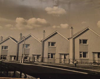 Vintage Gelatin Photography Photograph of Row of Houses 1950's - 1960's Edinburgh Scotland Black and White