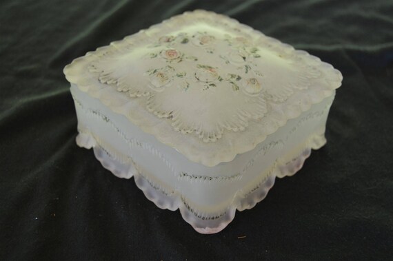 Vintage Light Pink Glass Trinket or Jewelry Vanity