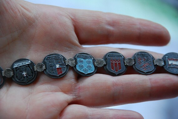 Vintage Silver Metal and Enamel German Cities Tra… - image 2