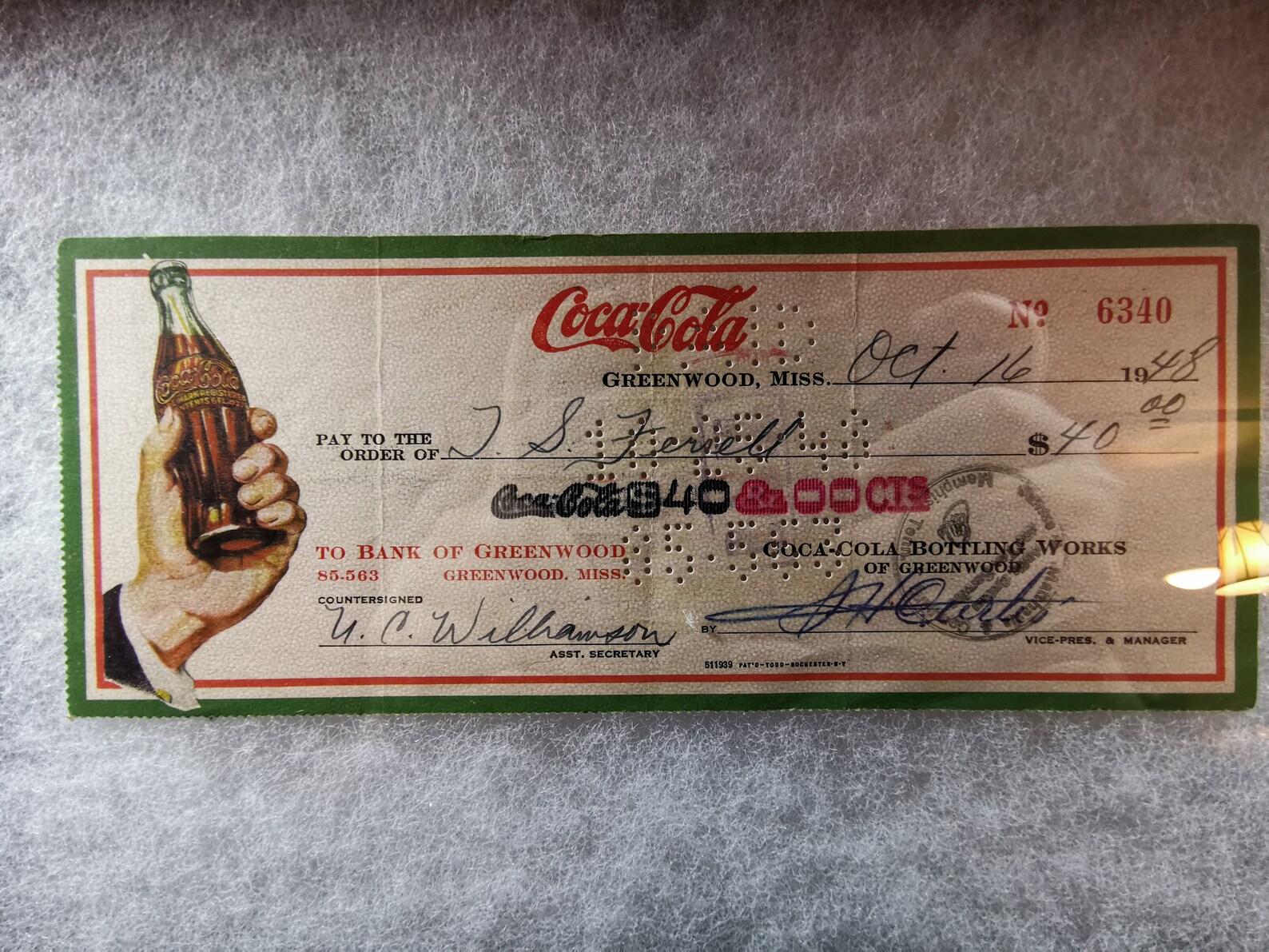 Vintage Coca Cola Coke Bank Check From 1948 Original in Glass Etsy