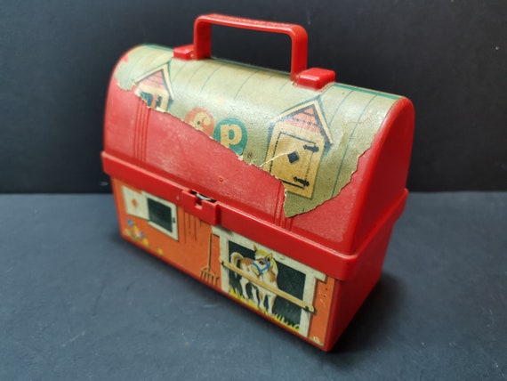 Mid Century Lunchbox and Thermos Farm Set