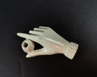 Vintage Ladies Hand Cast Iron Inkpen Holder: Mid-Century Paperweight