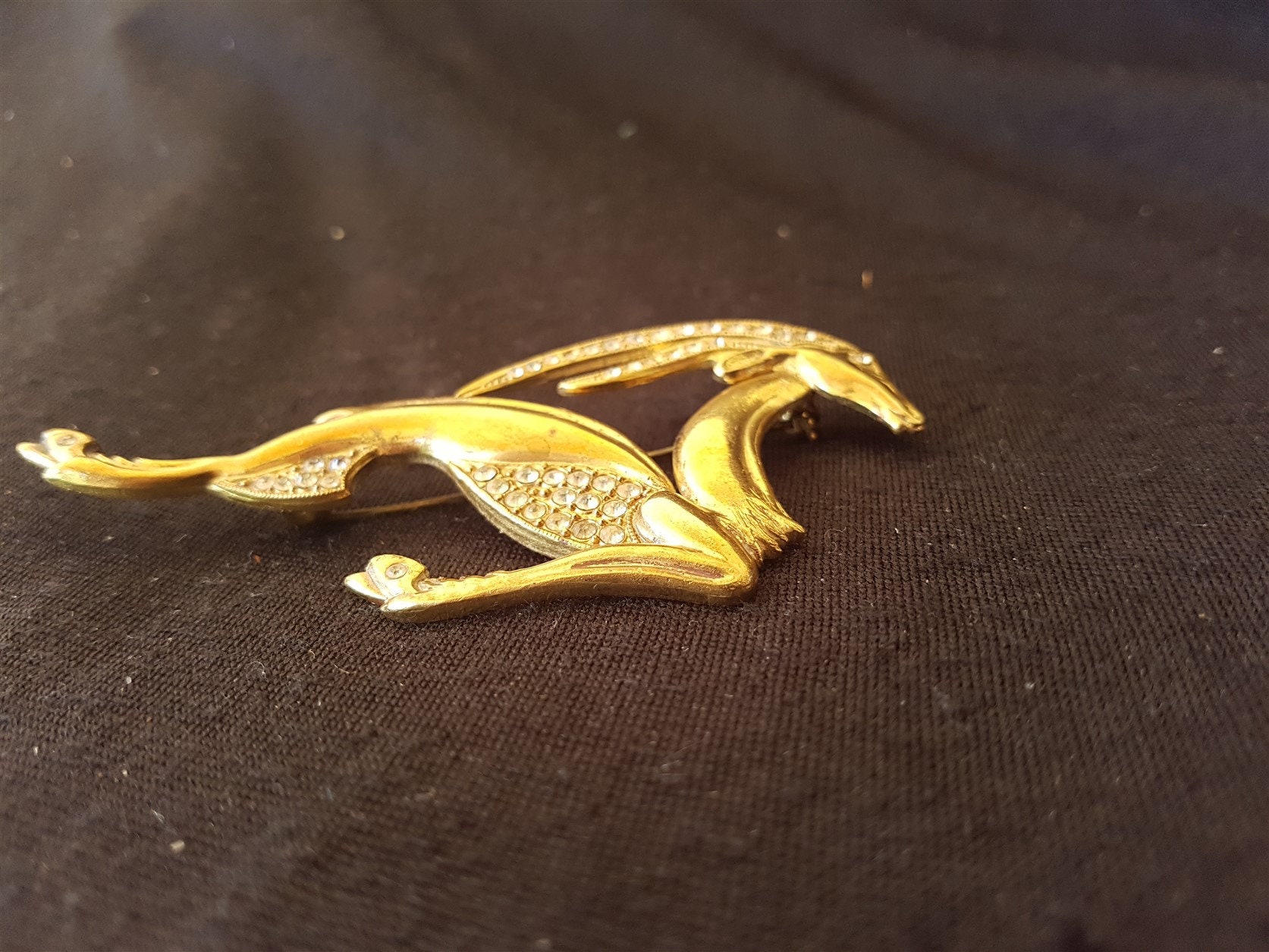 Broche Vintage Motif Gazelle En Relief Couleur Or - Bijou Ancien, Pièce Unique Superbe N°398, Occasion