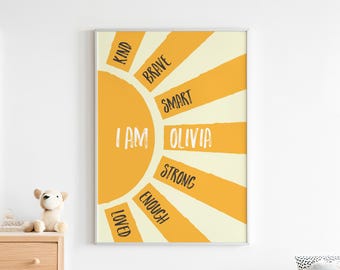 Sunshine Affirmation Poster – Positive Quotes for Kids – Digital Download – Uplifting Wall Art – Nursery & Playroom Decor – Sunray Print