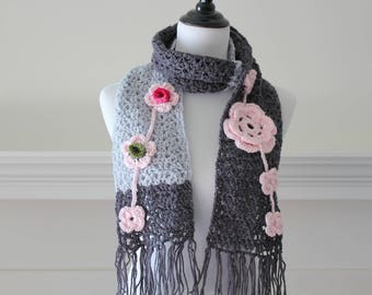 Crochet Gray Color Scarf Neckwarmer