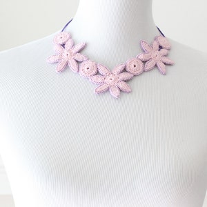 Crochet Light Purple and pink Necklace