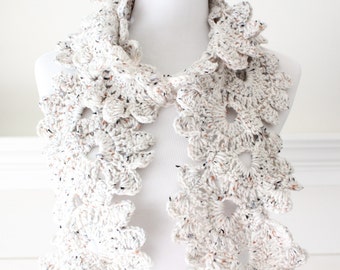 Handmade Crocheted Long Oatmeal Scarf