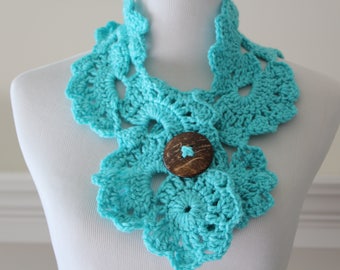 Crochet Turquoise Scarf