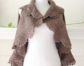 SALE - Handmade Crocheted Sleeveless Taupe Vest / Sweater