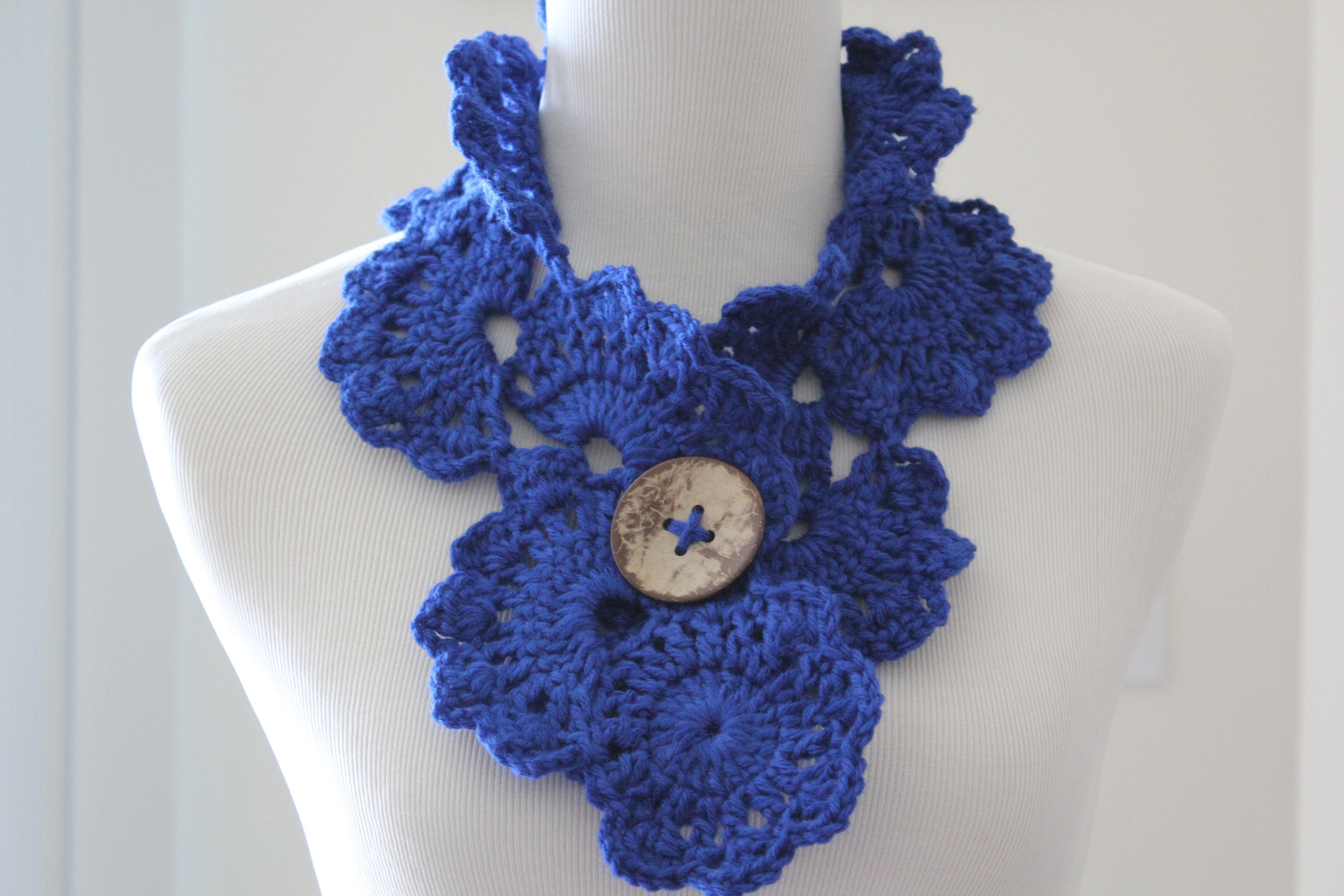 Hand-Crocheted Royal Blue Headscarf Blue Iris Scarf - A Free Crochet Pattern | Rich Textures Crochet main image 3
