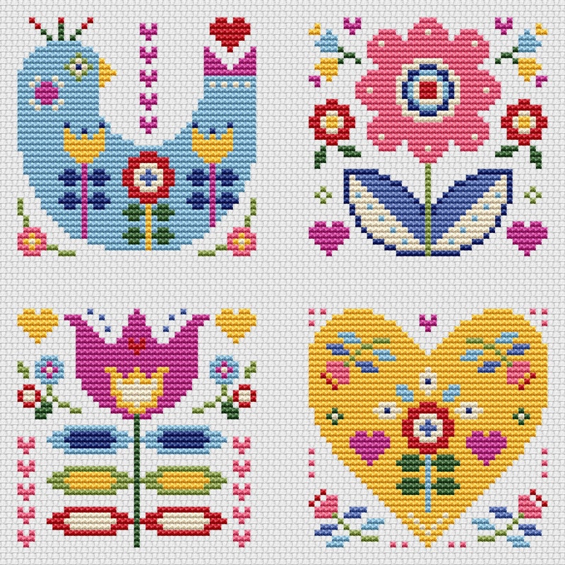 Folk Art Cross Stitch - Etsy