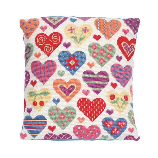 Modern needlepoint KIT, tapestry kit, cushion, Falling Hearts, Valentines