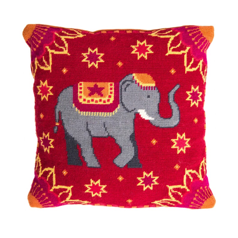 Modern needlepoint KIT tapestry kit cushion elephant | Etsy