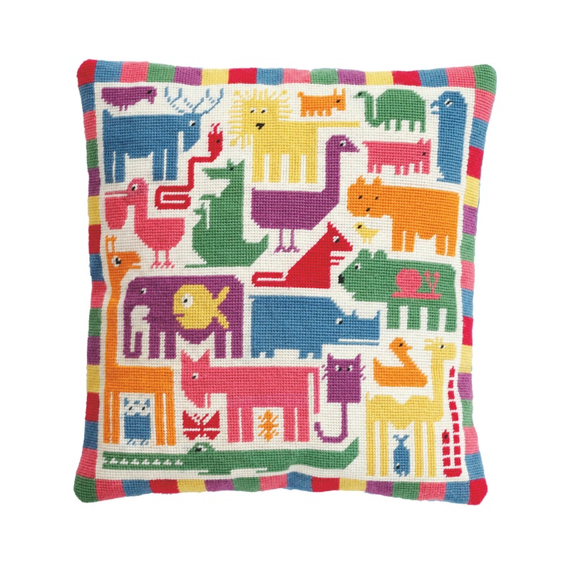 Modern needlepoint KIT tapestry kit cushion animals Etsy